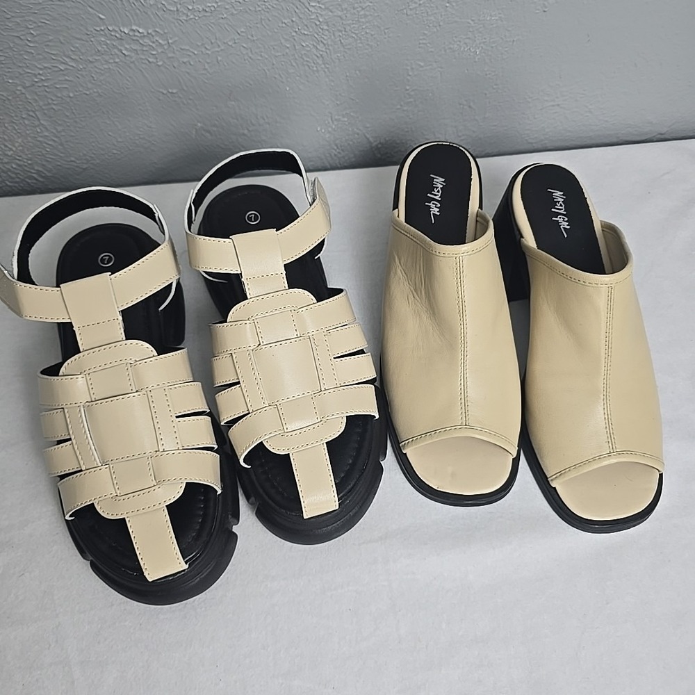 Nasty Gal Sandals Cream Lot of‎ 2 Pairs Size 8